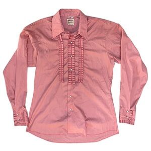 Vintage 1970’s Miller Western Wear Pink Pearl Button Up Long Sleeve Button Up